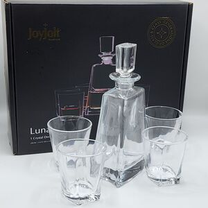 JoyJolt Glassware Luna Whiskey Crystal Decanter‎ And Glass Set of 5